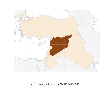 Syria Map in Western Asia: Illustration of Syrian Borders and Neighboring Countries in Asia - Ideal for Educational Use