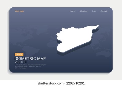Syria map white on blue background with isometric vector.