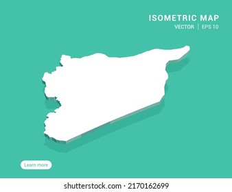 Syria map white on green background with 3d isometric vector illustration.