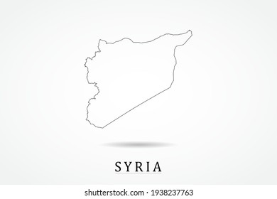 Syria Map- World Map International vector template with thin black outline or outline graphic sketch style and black color isolated on white background - Vector illustration eps 10