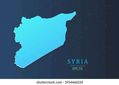 Syria Map - World Map International vector template with 3d, gradient blue color and stars isolated on galaxy background - Vector illustration eps 10