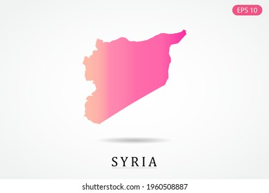 Syria Map - World Map International vector template with Pink gradient color isolated on white background - Vector illustration eps 10