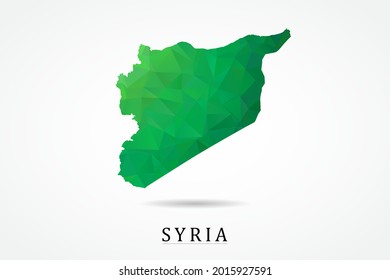 Syria Map - World Map International vector template, low polygon style with green color isolated on white background - Vector illustration eps 10