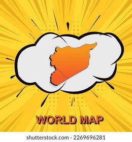 Syria Map - World map vector template with isometric and comic art style including shadow, black and orange color on yellow background for design, infographic - Vector illustration eps 10