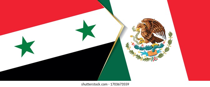 Syria and Mexico flags, two vector flags symbol of relationship or confrontation.