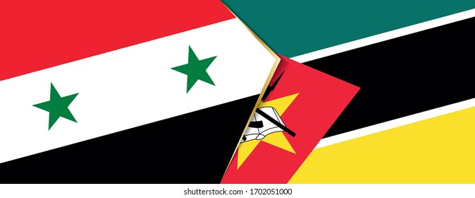Banderas de Siria y Mozambique, dos banderas vectoriales símbolo de relación o confrontación.