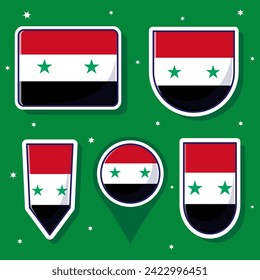 Syria national flag cartoon vector icon mascot bundle packs. West Asia country flag collection bundle set