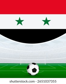 Syria National Football Theme, Stadium and Soccer Ball. Soccer Match Concept in Syria. Ideal for use in sports event promotions, football themed designs, and tournament advertisements.