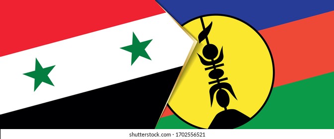 Siria y Nueva Caledonia banderas, dos banderas vectoriales símbolo de relación o enfrentamiento.