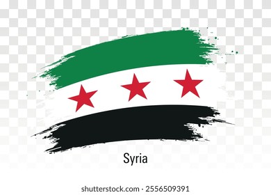 Syria new flag. Grunge brush stroke new flag of Syria isolated on white vector illustration