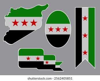 Syria new flag icons shapes vector