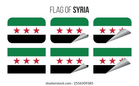 Syria new flag labels stickers set. Vector illustration 3d mockup new flags of Syria isolated