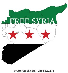 Syria New Flag With Map