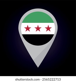 Syria New Flag on Location Pin. vector illustration