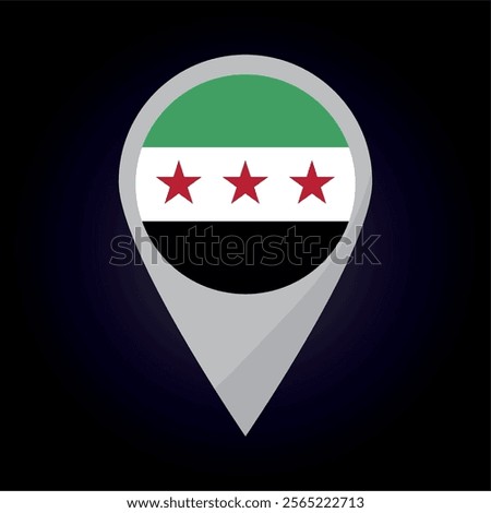Syria New Flag on Location Pin. vector illustration