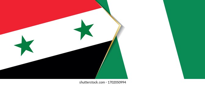 Syria and Nigeria flags, two vector flags symbol of relationship or confrontation.