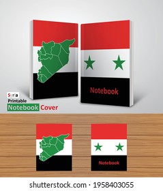 Syria Notebook Design Mockup - 3D Book Template - National Country Map and Flag - Ready to Print Magazine Cover - Vector