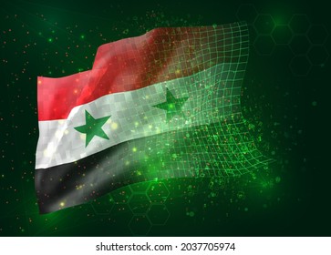 Syrie sur fond vert, drapeau vectoriel 3d, avec polygones et numéros de données