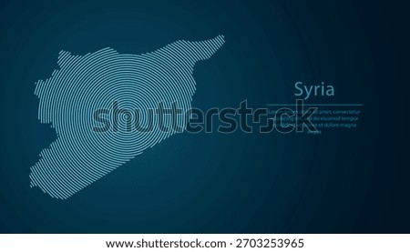 Syria outline map filled with concentric circles on dark gradient background