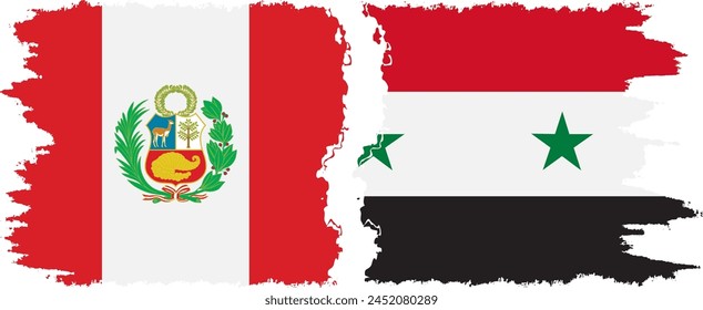 Syria and Peru grunge flags connection, vector