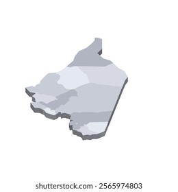 Syria political map of administrative divisions - governorates. 3D isometric blank vector map in shades of grey.