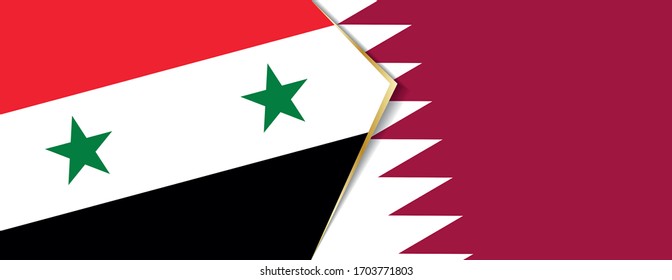 Syria and Qatar flags, two vector flags symbol of relationship or confrontation.
