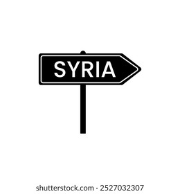 Syria road sign. Country name on black road traffic signs board design vector illustration.