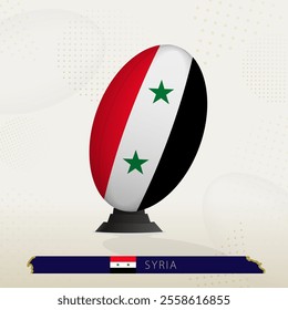 Syria Rugby Ball on Rugby Kicking Tees with Modern Design. Illustration perfect for sports, national pride, and rugby-related projects.