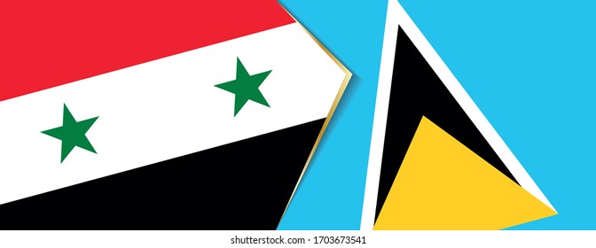 Syria and Saint Lucia flags, two vector flags symbol of relationship or confrontation.