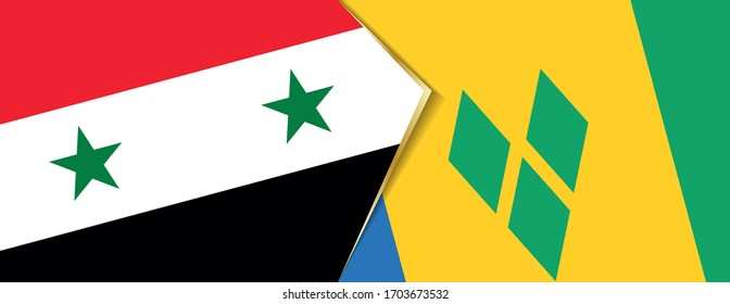 Syria and Saint Vincent and the Grenadines flags, two vector flags symbol of relationship or confrontation.