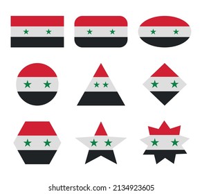 syria set of flags with geometric shapes