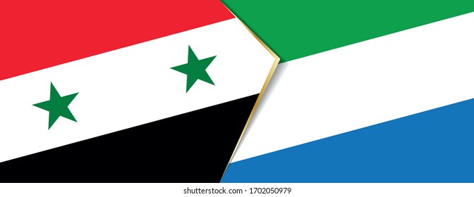 Syria and Sierra Leone flags, two vector flags symbol of relationship or confrontation.