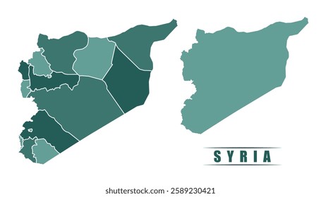 Syria simple flat political map with states border