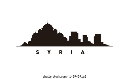 Syria Skyline And Landmarks Silhouette Vector