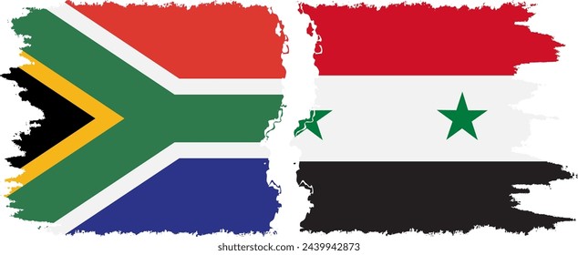 Syria and South Africa grunge flags connection, vector