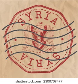 Syria Stamp Travel Passport. Design Retro Symbol Country. Old Vintage Postmark.