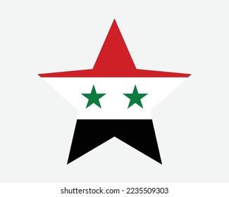 Syria Star Flag. Syrian Star Shape Flag. Syrian Arab Republic Country National Banner Icon Symbol Vector Flat Artwork Graphic Illustration