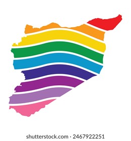 Syria swoosh silhouette rainbow map