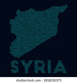 Syria tech map. Country symbol in digital style. Cyber map of Syria with country name. Astonishing vector illustration.