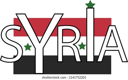 Syria text and their national flag  vectored design. for label, t-shirt, banner, card and more