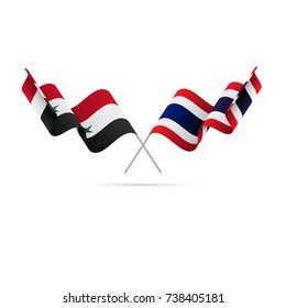 Syria and Thailand flags. Crossed flags. Vector illustration.