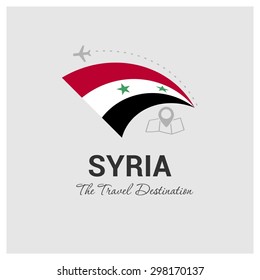 Syria The Travel Destination logo - Vector travel company logo design - Country Flag Travel and Tourism concept t shirt graphics - vector illustration