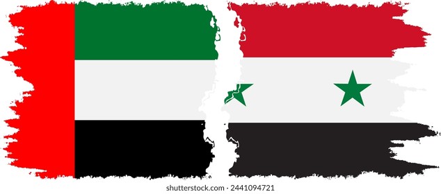 Syria and United Arab Emirates grunge flags connection, vector