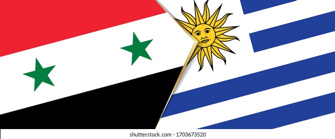 Syria and Uruguay flags, two vector flags symbol of relationship or confrontation.