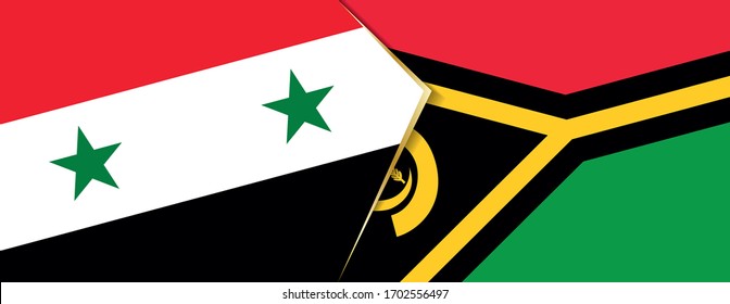 Syria and Vanuatu flags, two vector flags symbol of relationship or confrontation.