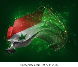 Syria, vector 3d flag on green background