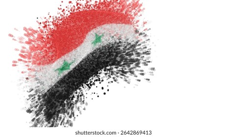 Syria, vector 3d flag with a splash of paint dots, explosion of colored dots