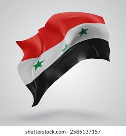 Syria, vector 3d flag with waves on a white background