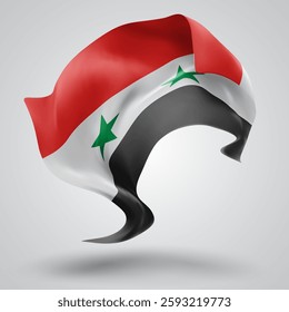 Syria, vector 3d flag with waves on a white background
