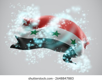 Syria, vector 3d flag in whirlwind of magical radiance